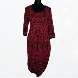 Danny and Nicole midi Dress long sleeves mediumred